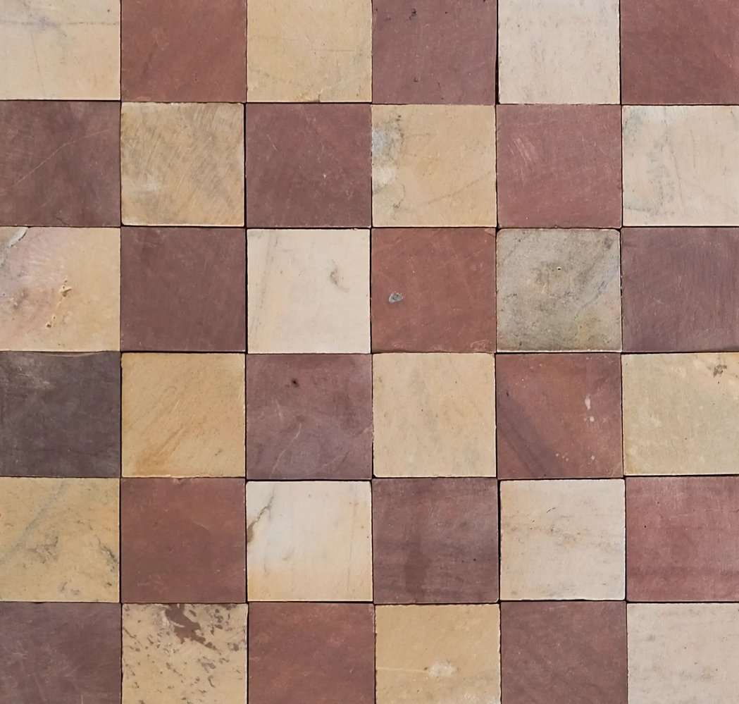2x2 Checkerboard Limestone Mosaic Tile - Product image
