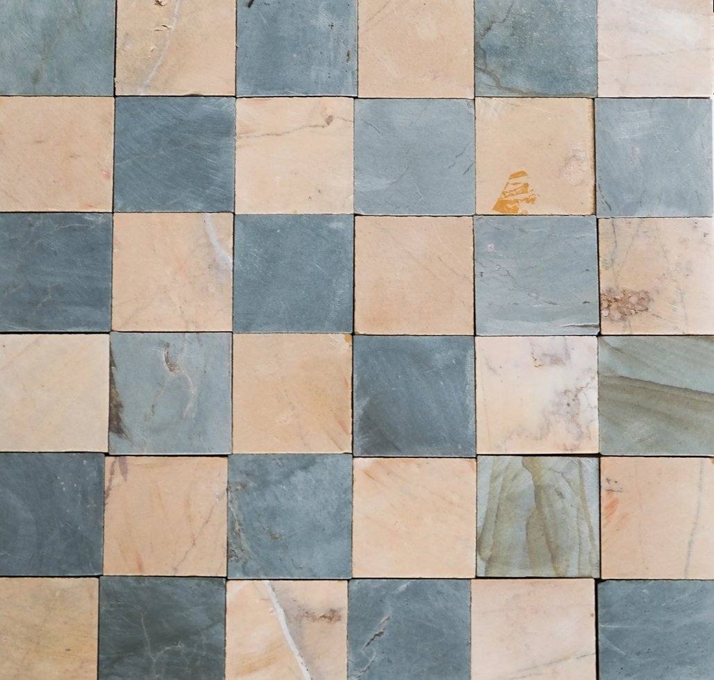 2x2 Checkerboard Limestone Mosaic Tile - Product image