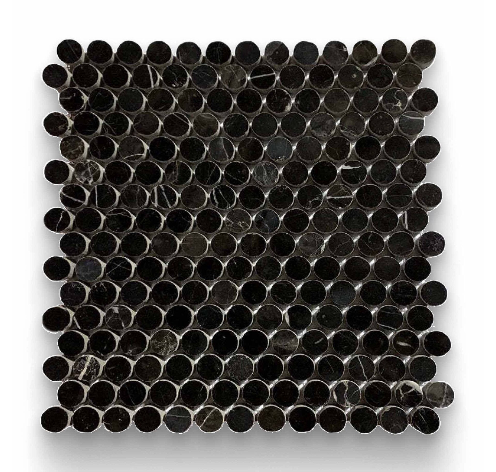 0.75x0.75 Nero Marquina Honed Penny Round Mosaic - Product image
